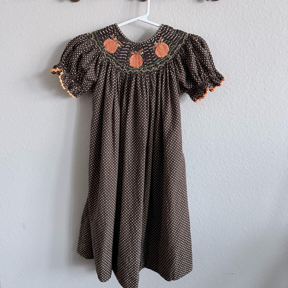Handmade Smocked Pumpkin Dress Size 2